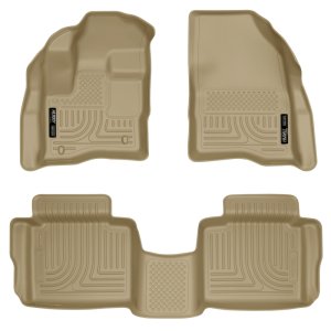 Ford Taurus Floor Liners - Front + Rear - Husky Liners - WeatherBeater Combo - Tan - `10-`13